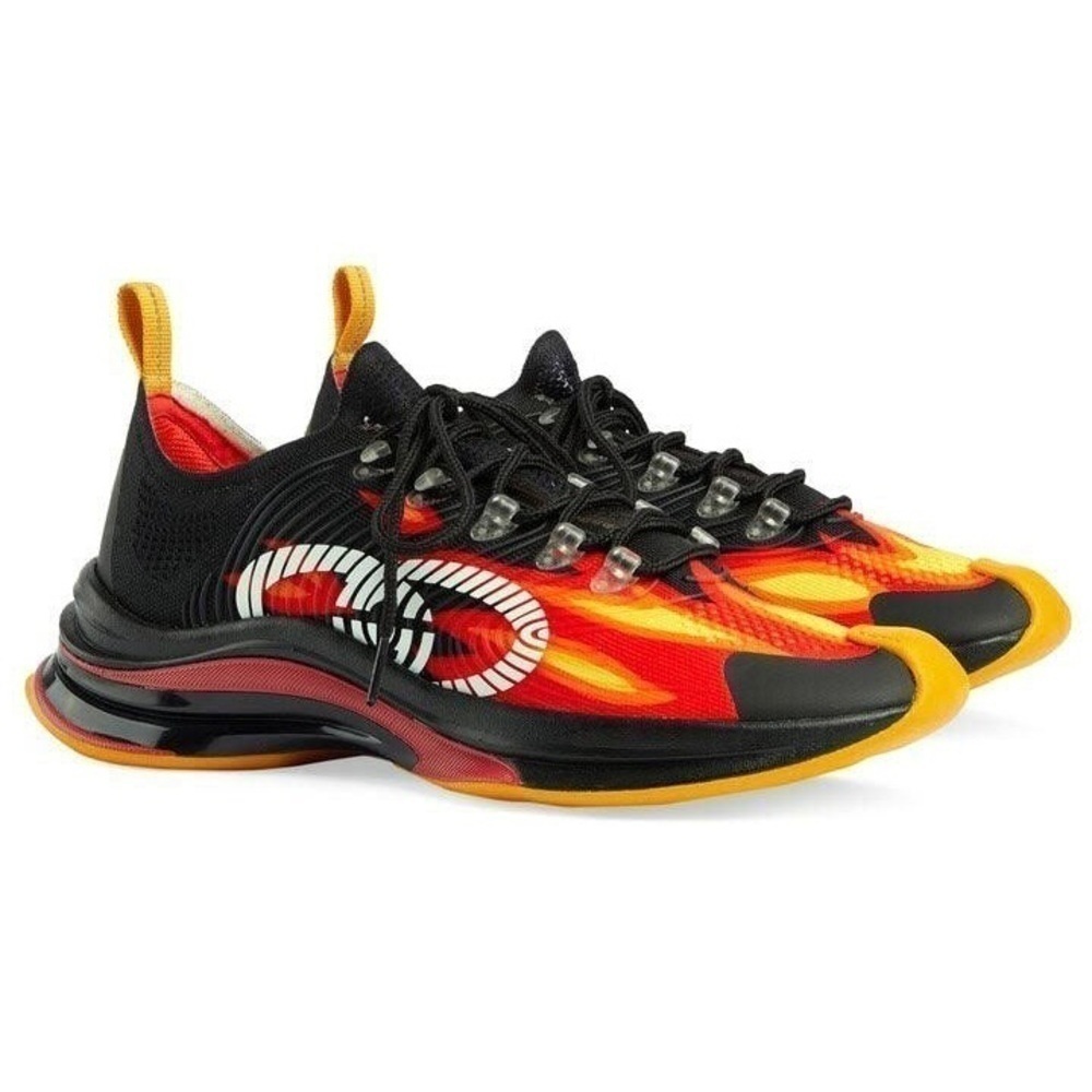 New Size 10 Gucci Run Sneaker Black Flame